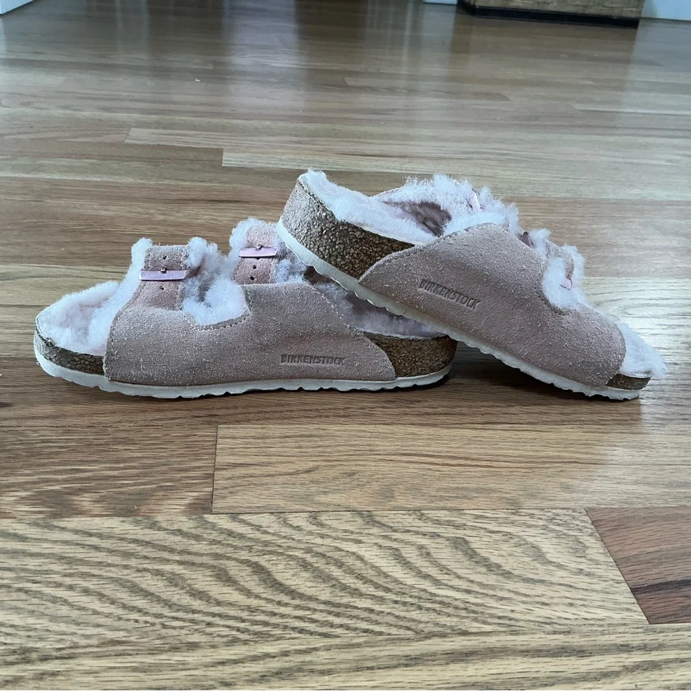 Birkenstock Arizona Shearling Pink Clay Suede Leather Size 29 Toddler